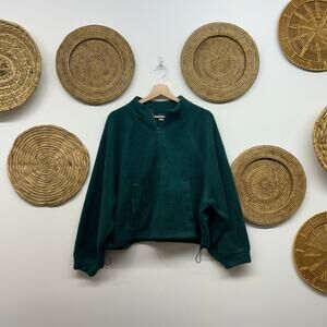 Old Navy Quarter Zip Fleece Sweatshirt Large Green Pullover Cozy Winter Fall